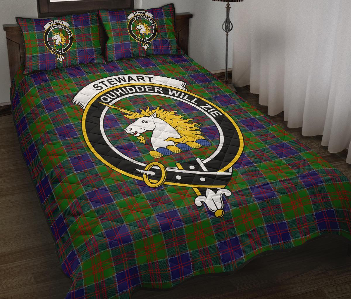 Stewart of Appin Hunting Modern Tartan Crest Quilt Bed Set