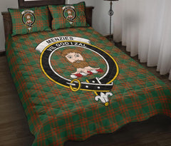 Menzies Green Ancient Tartan Crest Quilt Bed Set