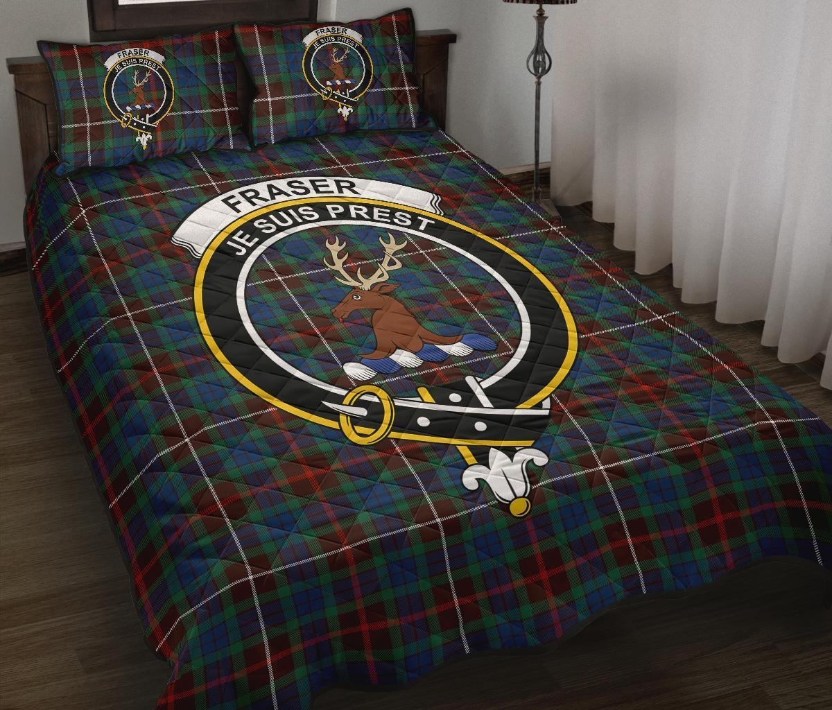 Fraser Hunting Ancient Tartan Crest Quilt Bed Set