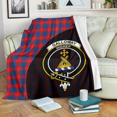 Galloway Red Tartan Crest Blanket Wave Style