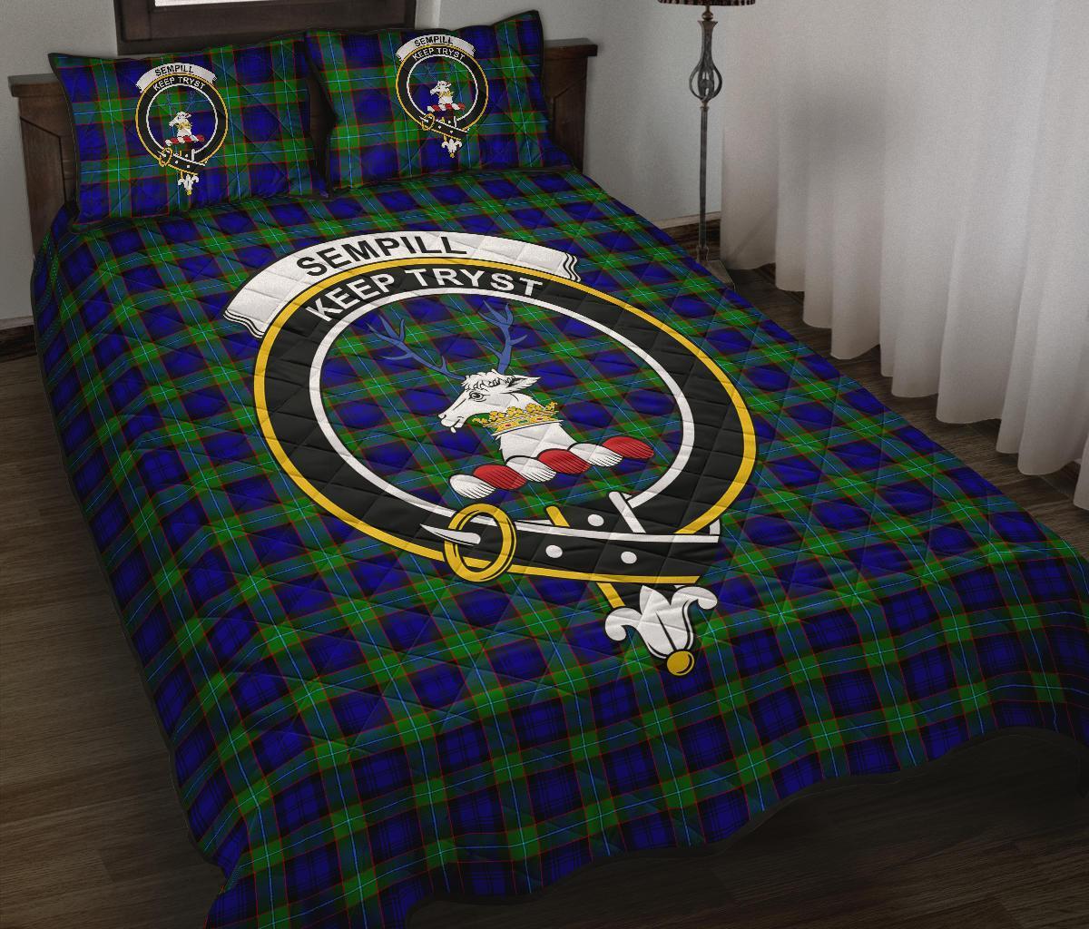 Sempill Modern Tartan Crest Quilt Bed Set