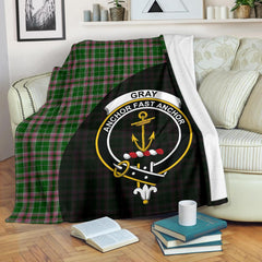 Gray Hunting Tartan Crest Blanket Wave Style