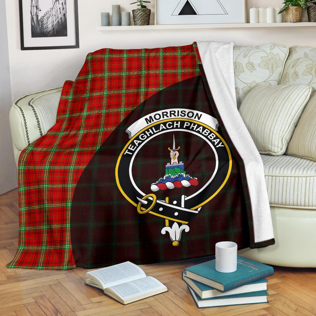 Morrison Red Modern Tartan Crest Blanket Wave Style