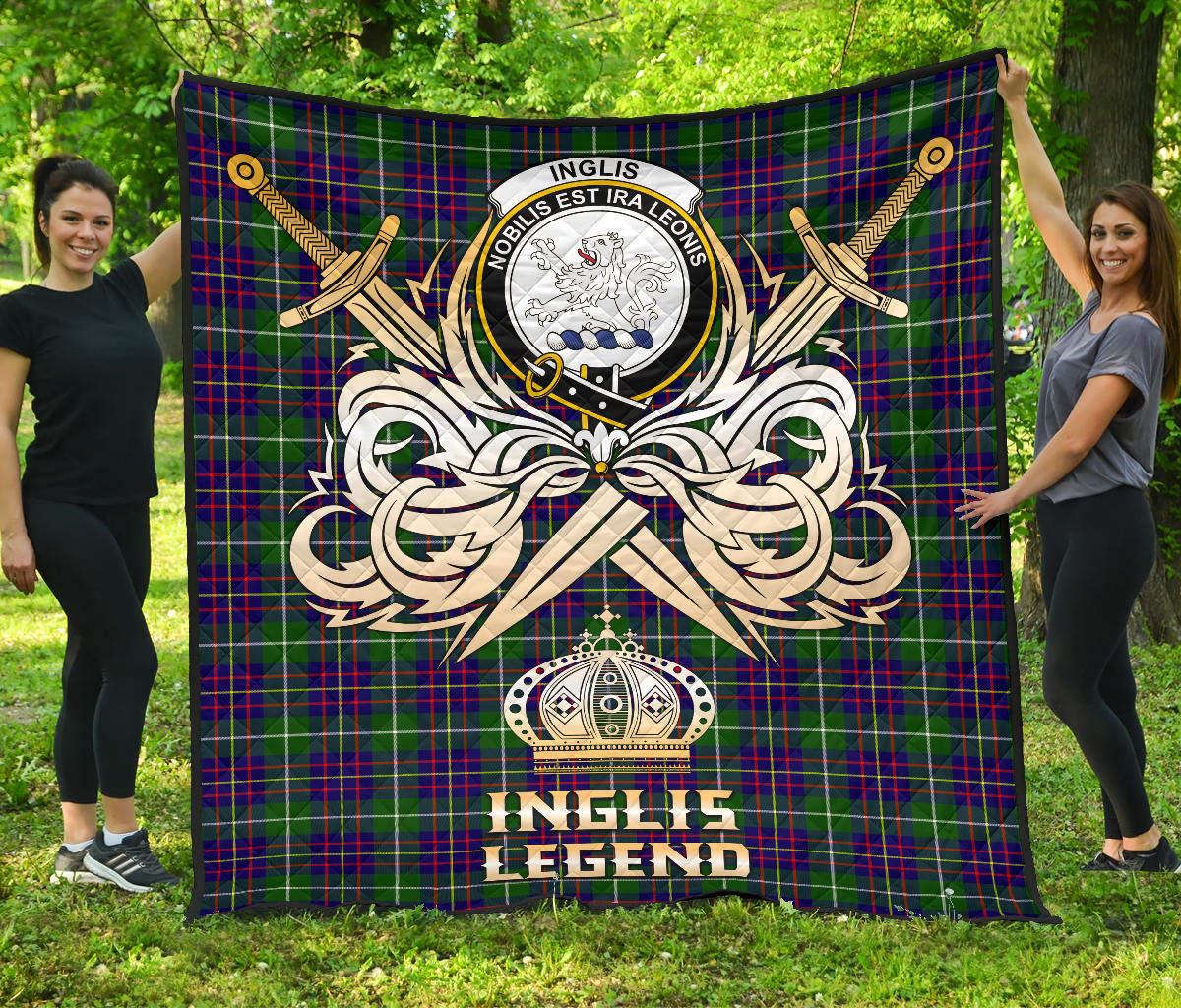 Inglis Modern Tartan Crest Legend Gold Royal Premium Quilt - SP