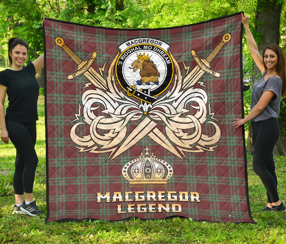 MacGregor Hunting Ancient Tartan Crest Legend Gold Royal Premium Quilt - SP