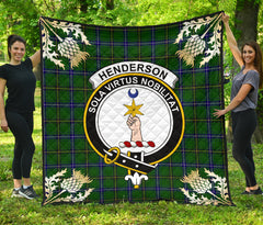 Henderson Modern Tartan Crest Premium Quilt - Gold Thistle Style SP