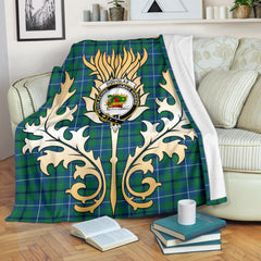 Douglas Ancient Tartan Crest Blanket - Gold Thistle Style