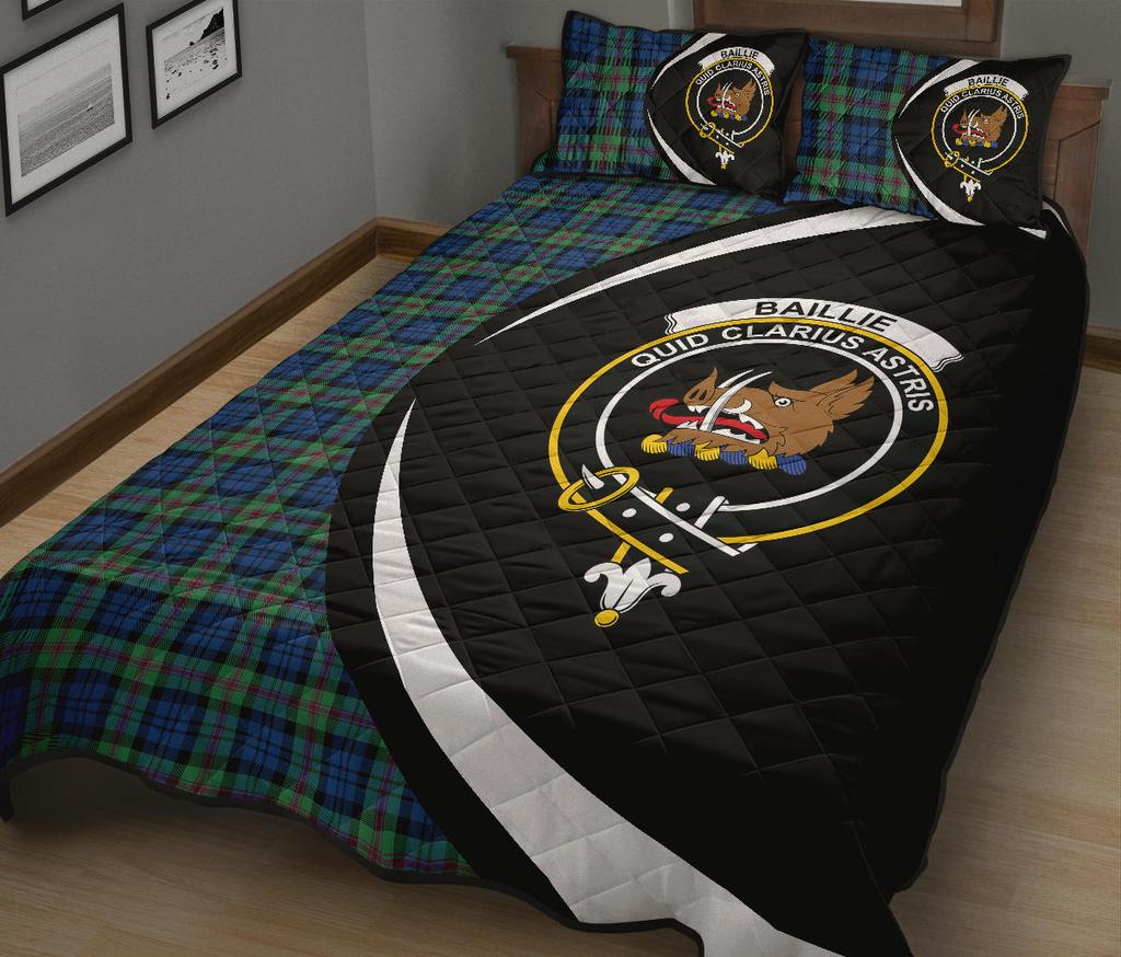 Baillie Ancient Tartan Crest Circle Style Quilt Bed Set