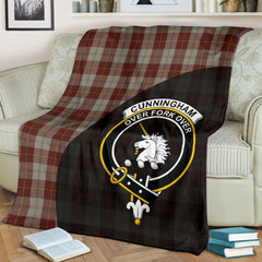 Cunningham Burgundy Dancers Tartan Crest Blanket - 3 Sizes