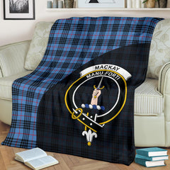 MacKay Blue Tartan Crest Blanket Wave Style