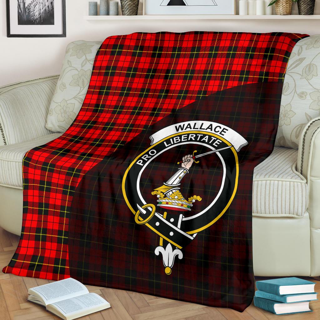 Wallace Hunting - Red Tartan Crest Blankets Wave Style