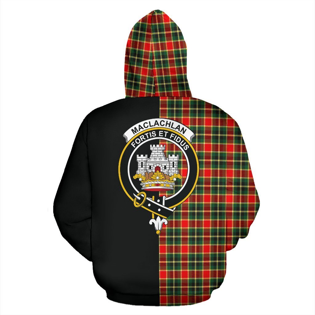 MacLachlan Hunting Modern Tartan Crest Zipper Hoodie - Half Of Me Style