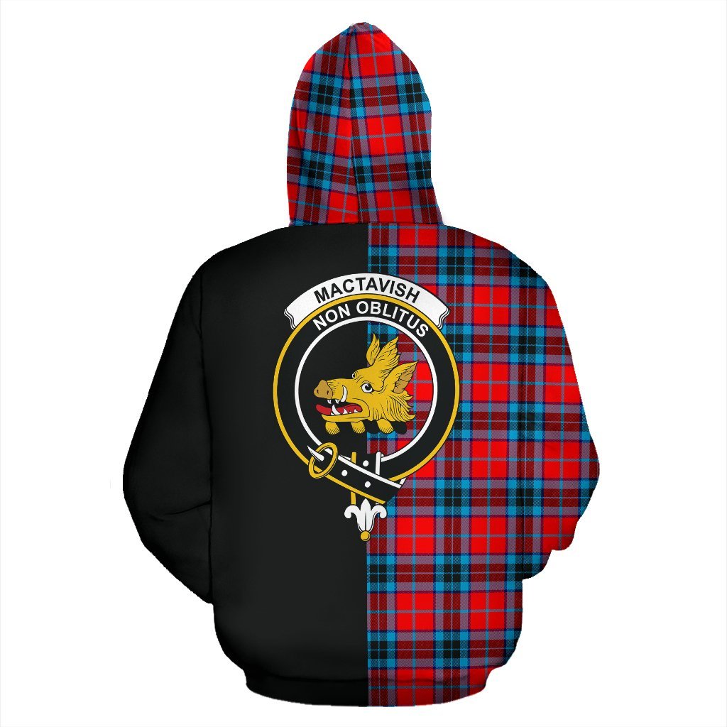 MacTavish Modern Tartan Crest Zipper Hoodie - Half Of Me Style