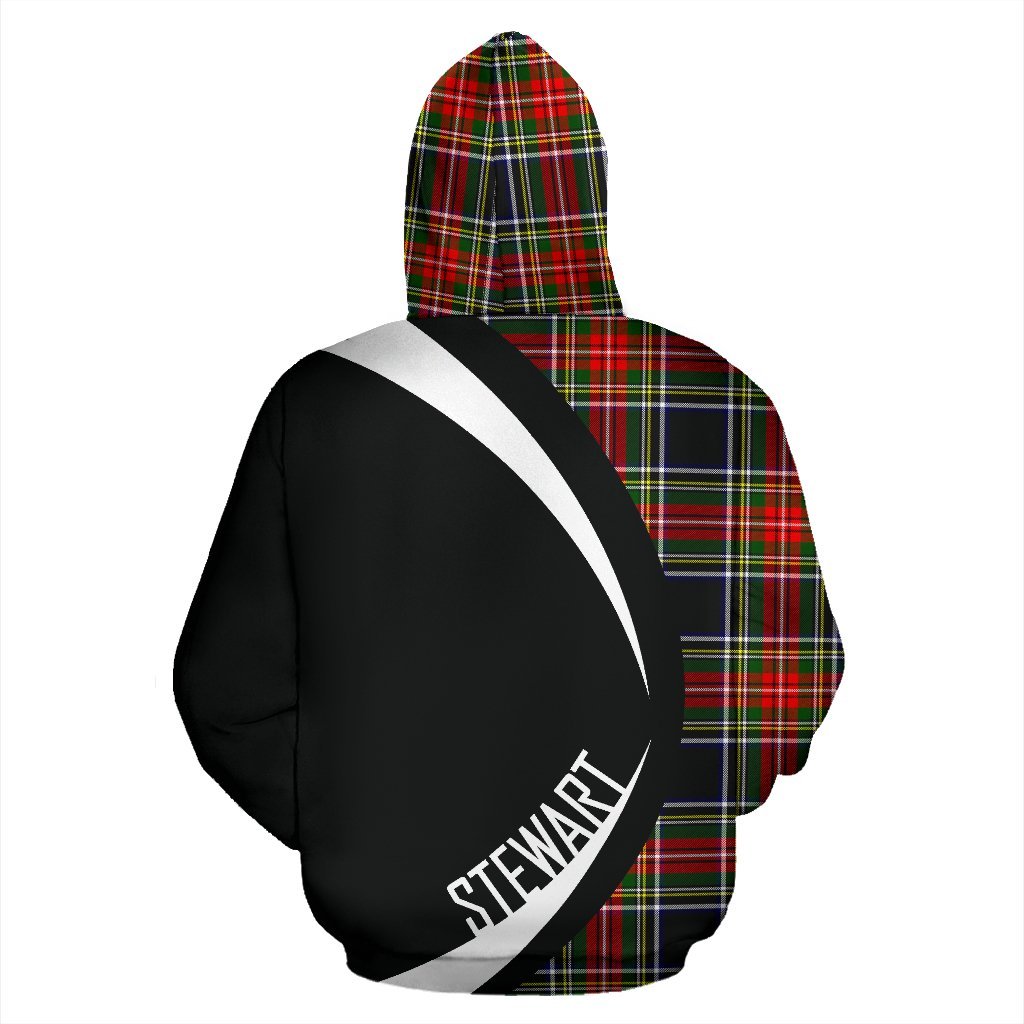 Stewart Black Tartan Crest Zipper Hoodie - Circle Style