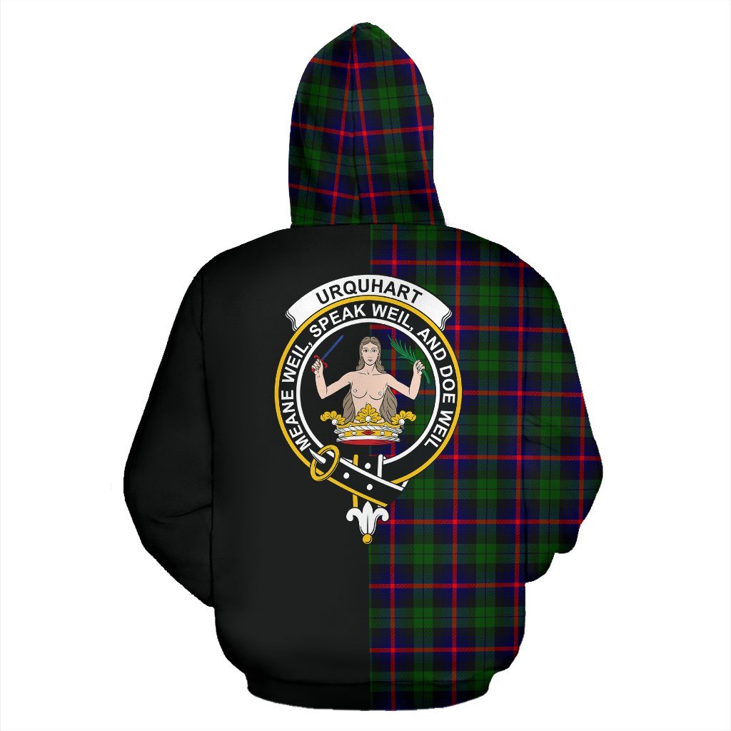 Urquhart Modern Tartan Crest Zipper Hoodie - Half Of Me Style