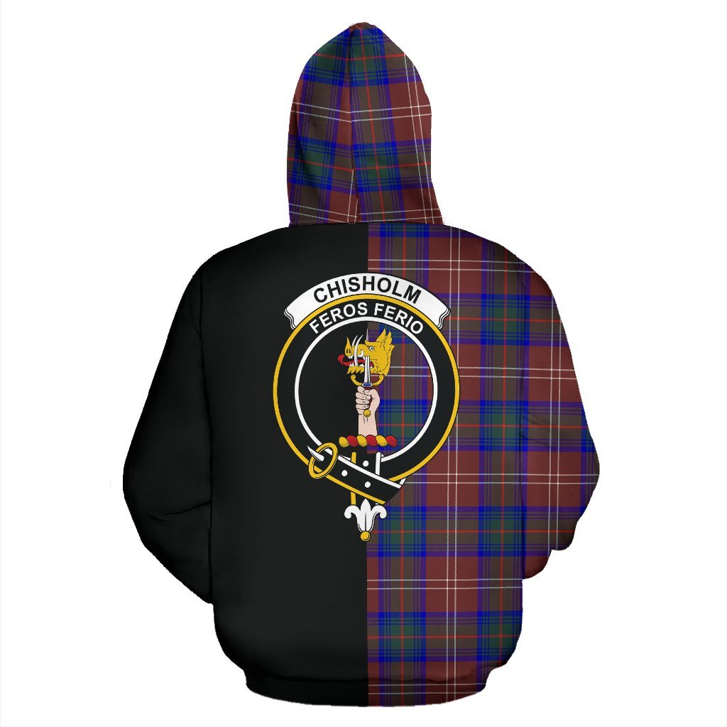 Chisholm Hunting Modern Tartan Crest Zipper Hoodie - Half Of Me Style