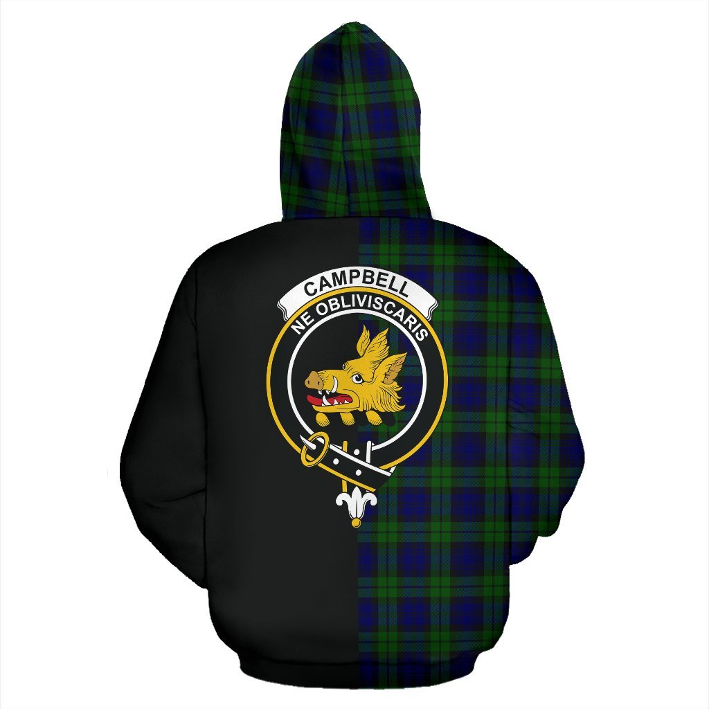 Campbell Modern Tartan Crest Zipper Hoodie - Half Of Me Style