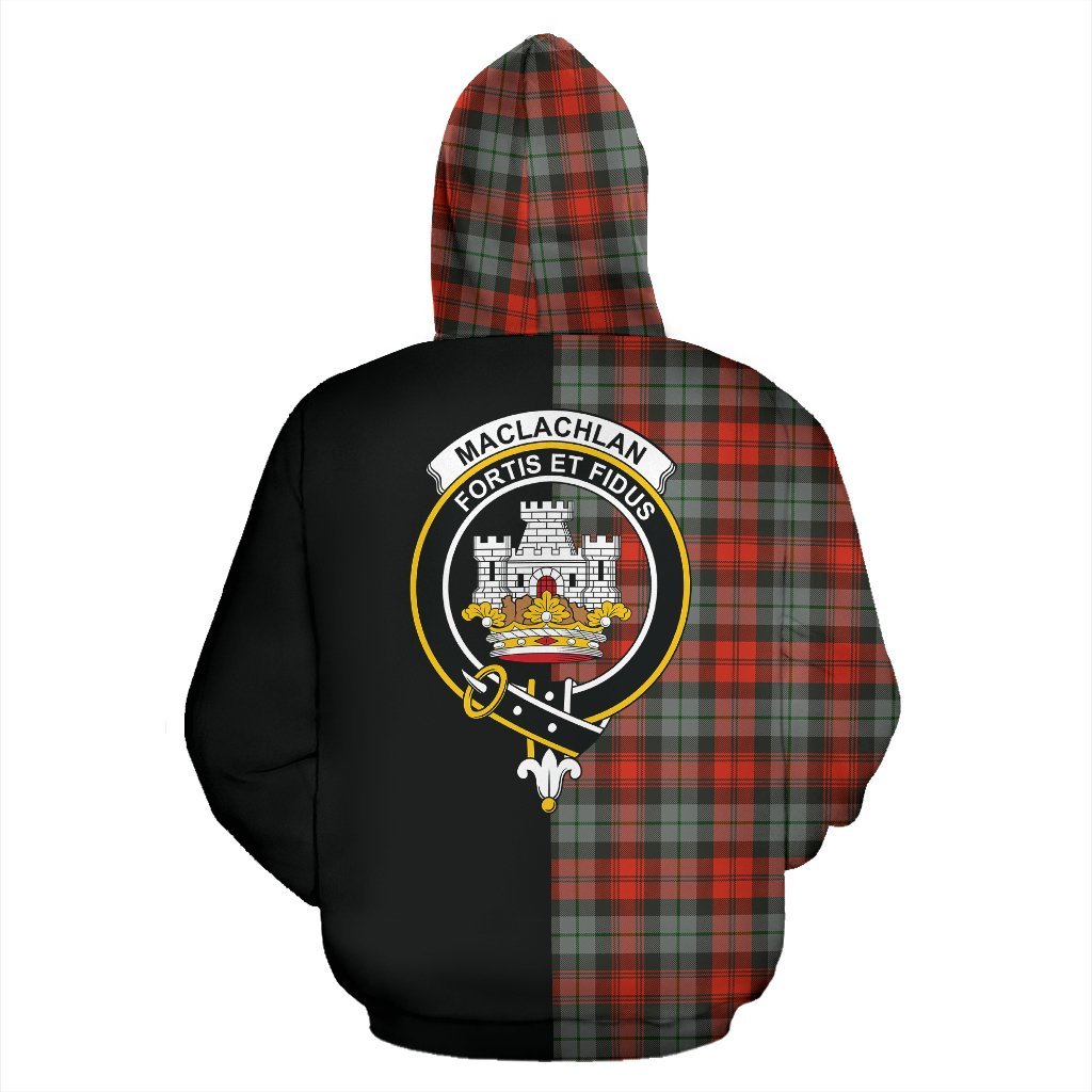 MacLachlan Weathered Tartan Crest Zipper Hoodie - Half Of Me Style