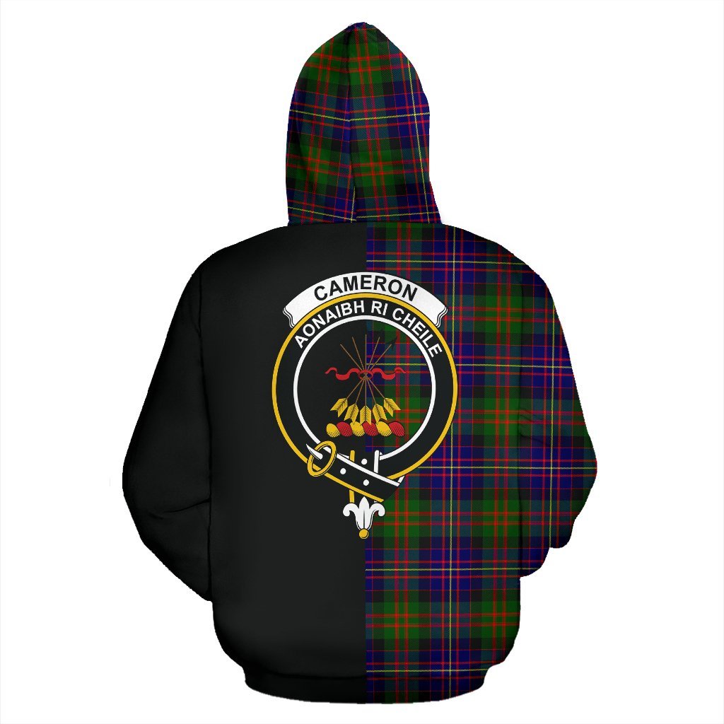 Cameron of Erracht Modern Tartan Crest Zipper Hoodie - Half Of Me Style