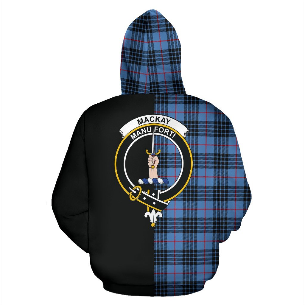 MacKay Blue Tartan Crest Zipper Hoodie - Half Of Me Style