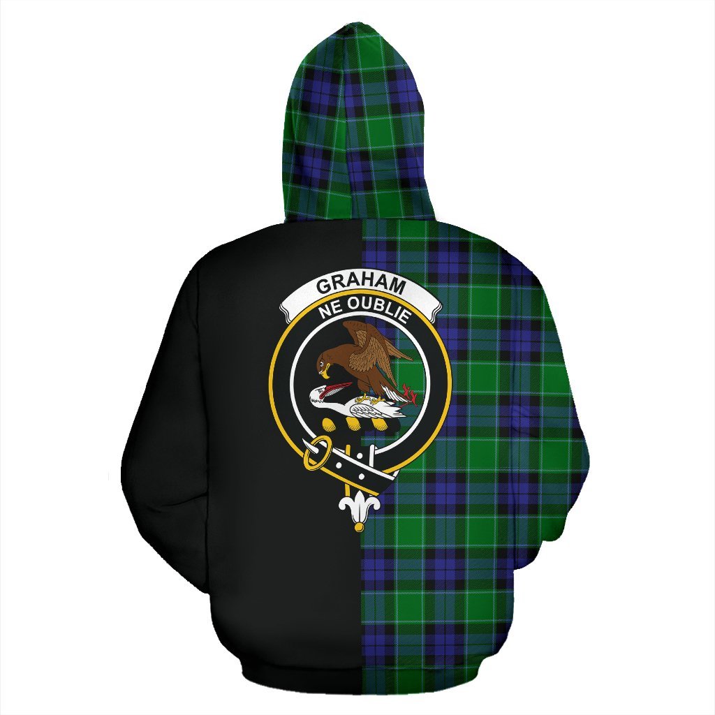 Graham of Menteith Modern Tartan Crest Zipper Hoodie - Half Of Me Style