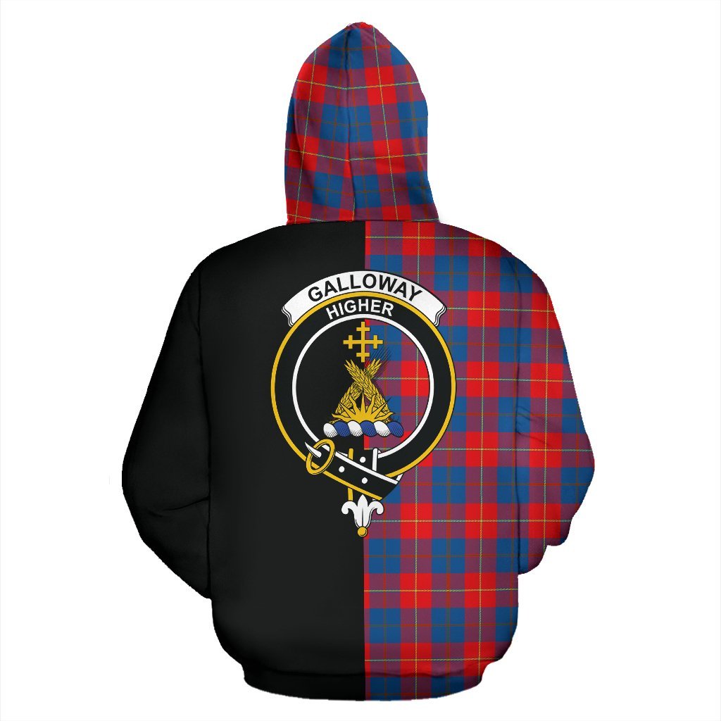 Galloway Red Tartan Crest Zipper Hoodie - Half Of Me Style