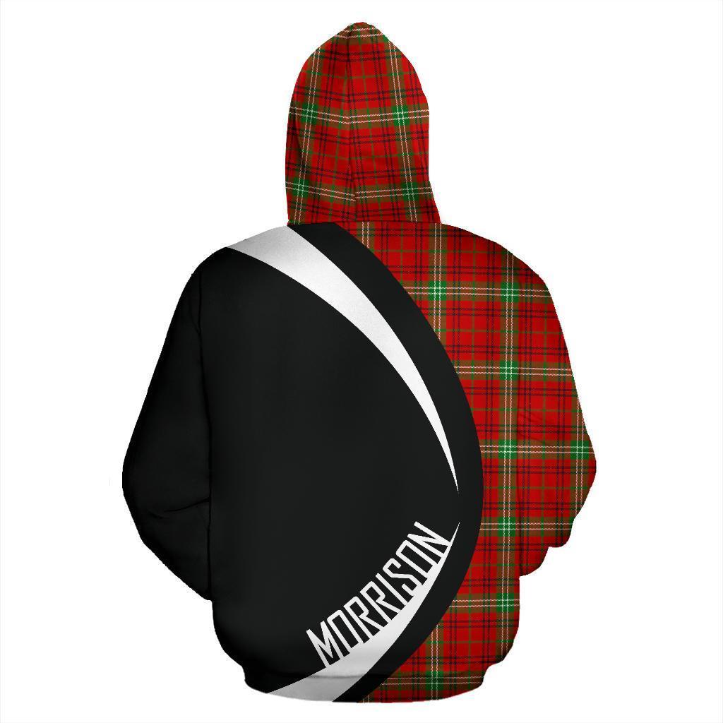 Morrison Red Modern Tartan Crest Hoodie - Circle Style