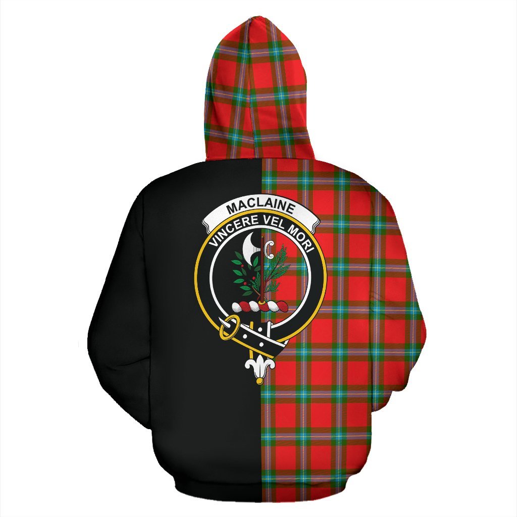 MacLaine of Loch Buie Tartan Crest Zipper Hoodie - Half Of Me Style