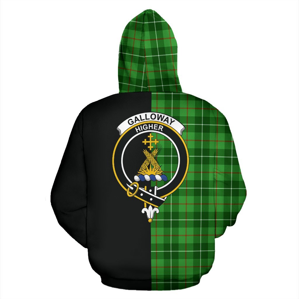 Galloway District Tartan Crest Zipper Hoodie - Half Of Me Style