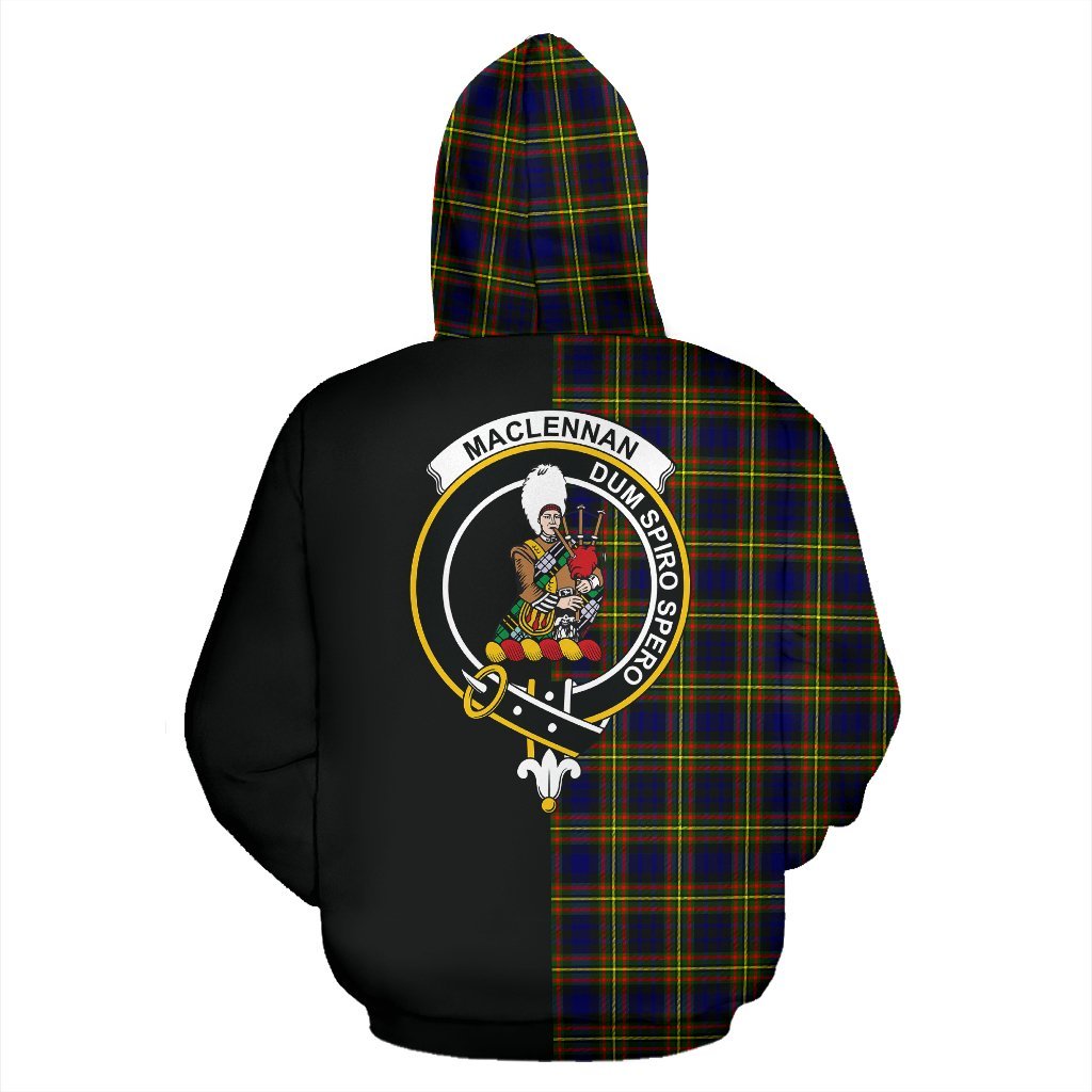 MacLellan Modern Tartan Crest Zipper Hoodie - Half Of Me Style