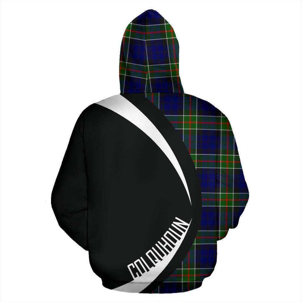 Colquhoun Modern Tartan Crest Zipper Hoodie - Circle Style