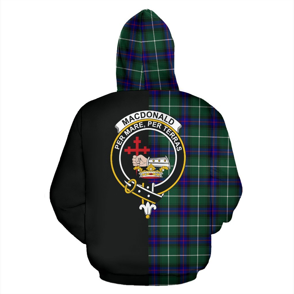 MacDonald of the Isles Hunting Modern Tartan Crest Zipper Hoodie - Half Of Me Style