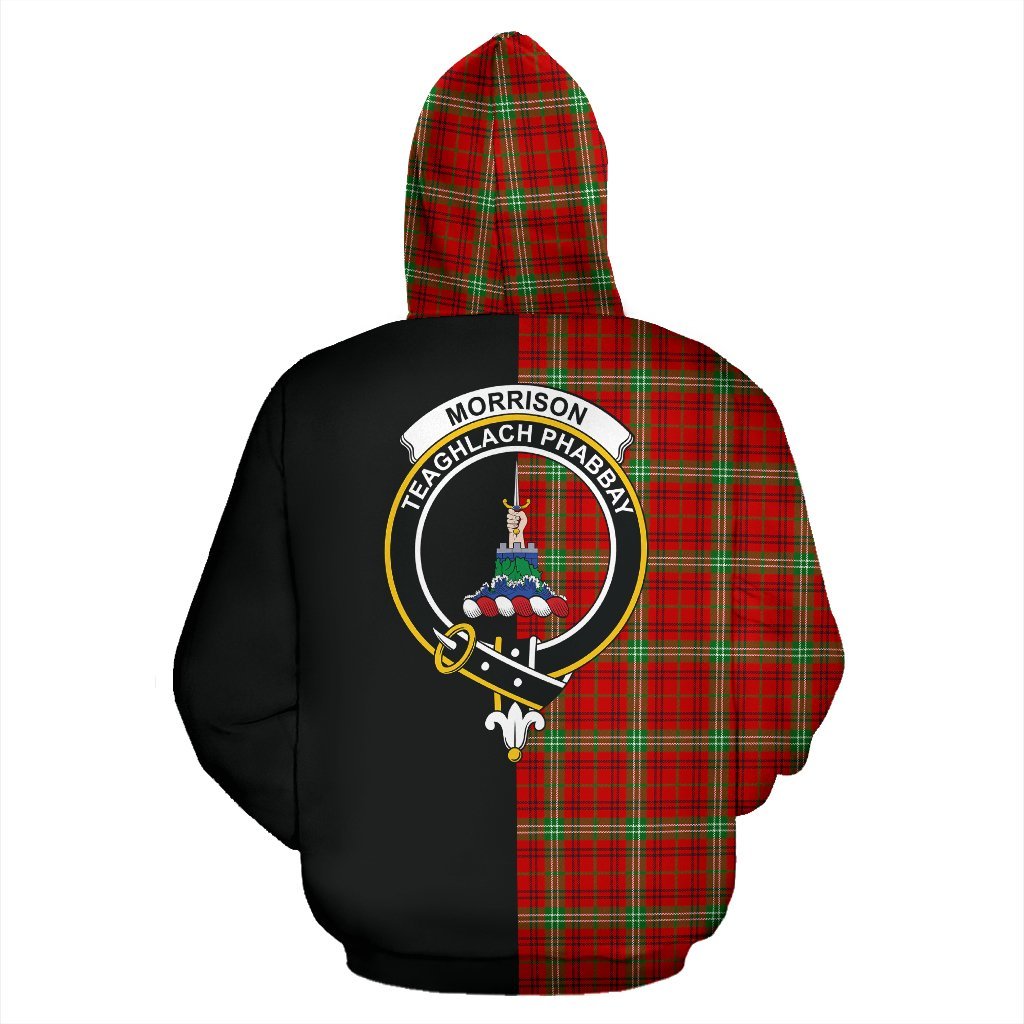 Morrison Red Modern Tartan Crest Zipper Hoodie - Half Of Me Style