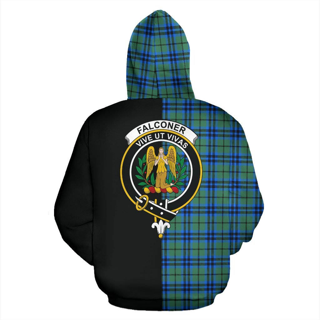 Falconer Tartan Crest Zipper Hoodie - Half Of Me Style