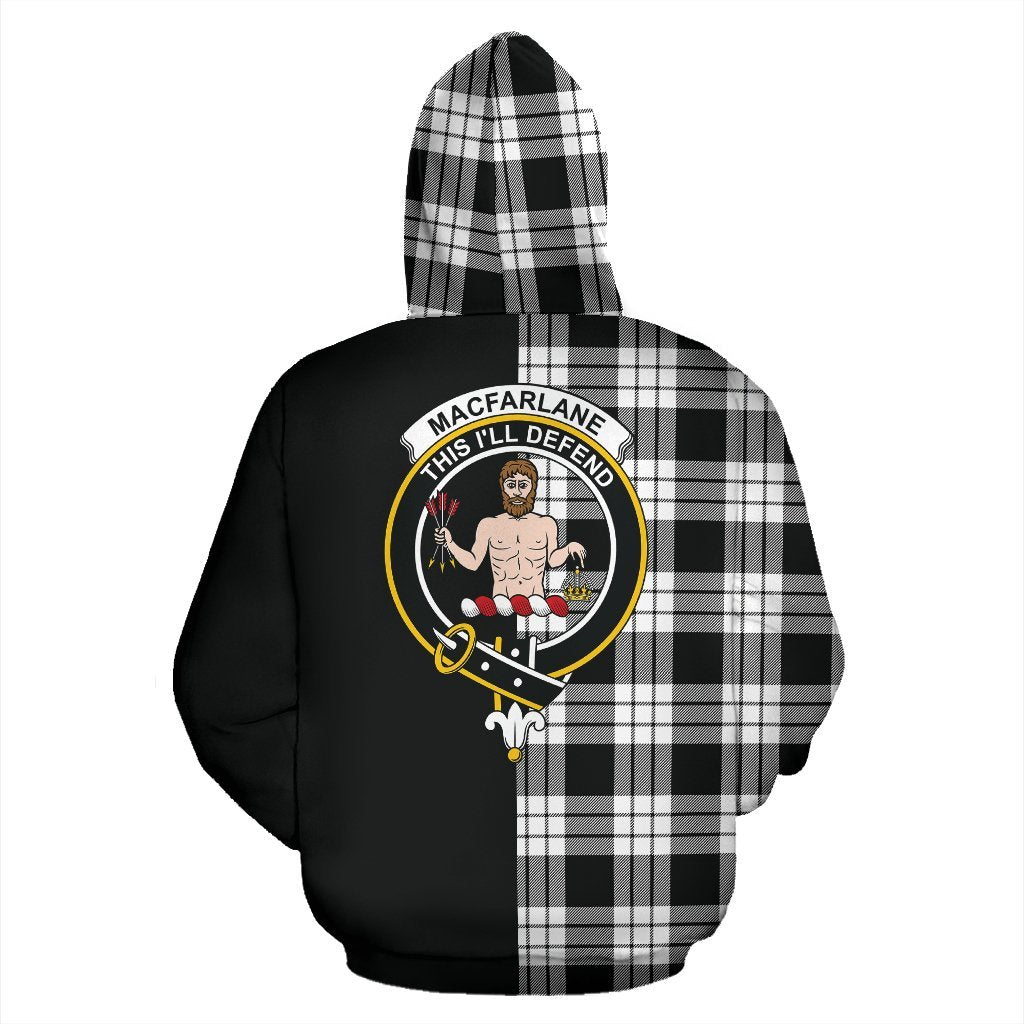 MacFarlane Black & White Tartan Crest Zipper Hoodie - Half Of Me Style