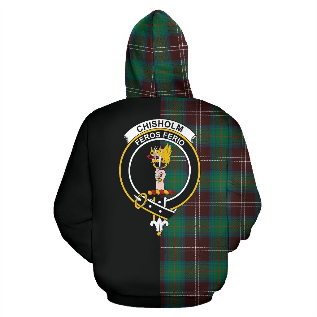 Chisholm Hunting Ancient Tartan Crest Zipper Hoodie - Half Of Me Style