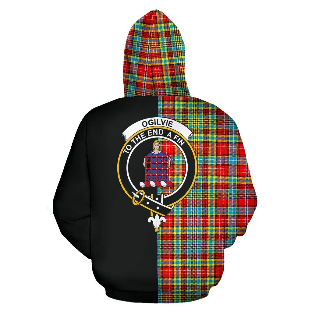 Ogilvie Tartan Crest Zipper Hoodie - Half Of Me Style