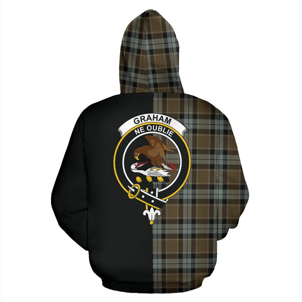 Graham of Menteith Weathered Tartan Crest Zipper Hoodie - Half Of Me Style