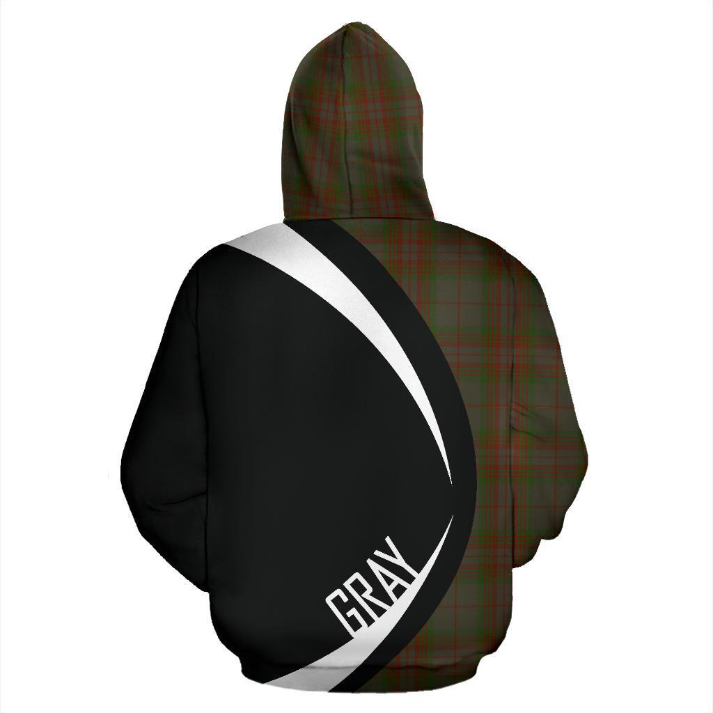 Gray Tartan Crest Zipper Hoodie - Circle Style