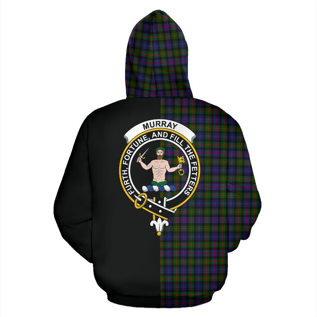 Murray of Atholl Modern Tartan Crest Zipper Hoodie - Half Of Me Style