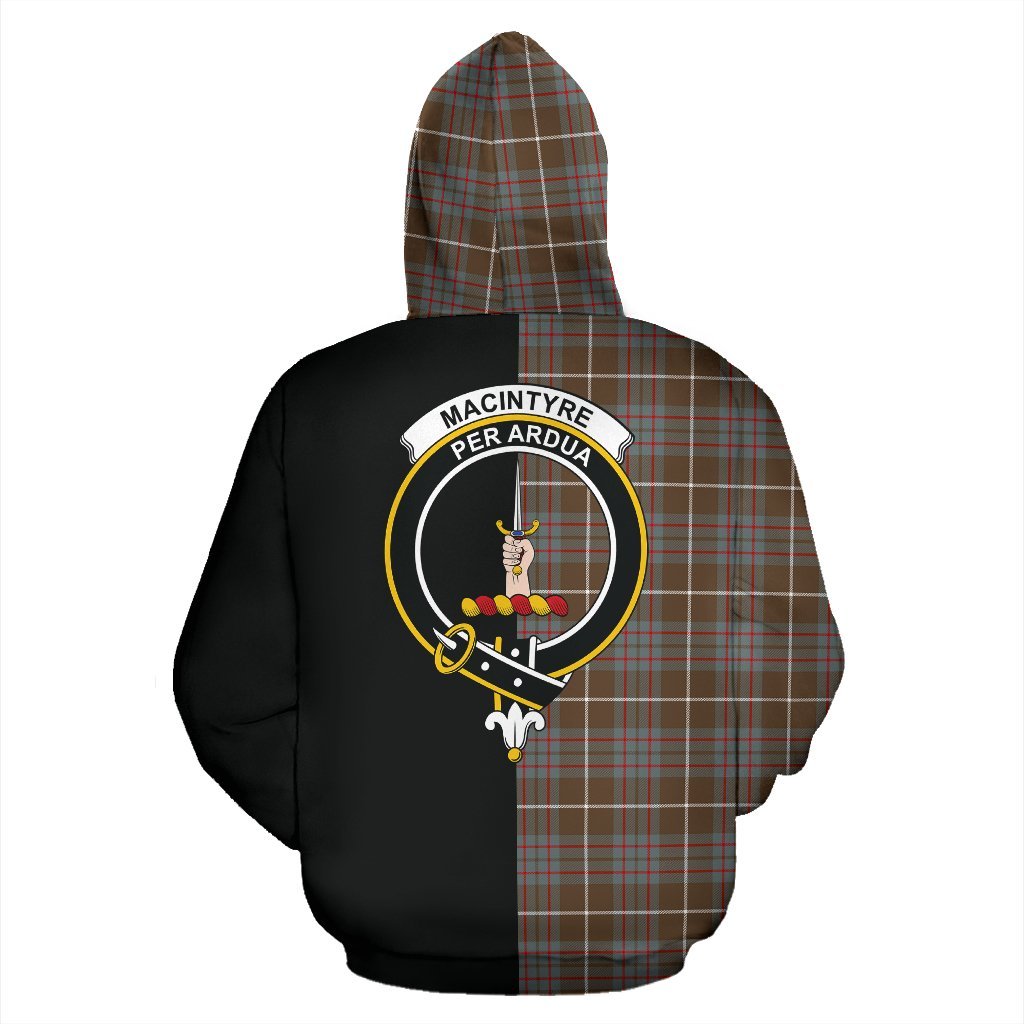 MacIntyre Hunting Weathered Tartan Crest Zipper Hoodie - Half Of Me Style