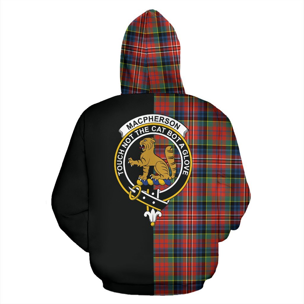 MacPherson Ancient Tartan Crest Zipper Hoodie - Half Of Me Style