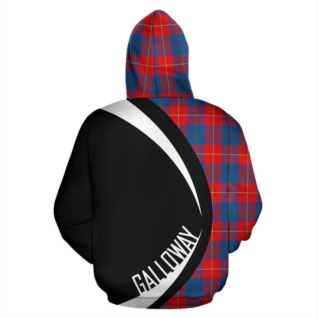 Galloway Red Tartan Crest Zipper Hoodie - Circle Style