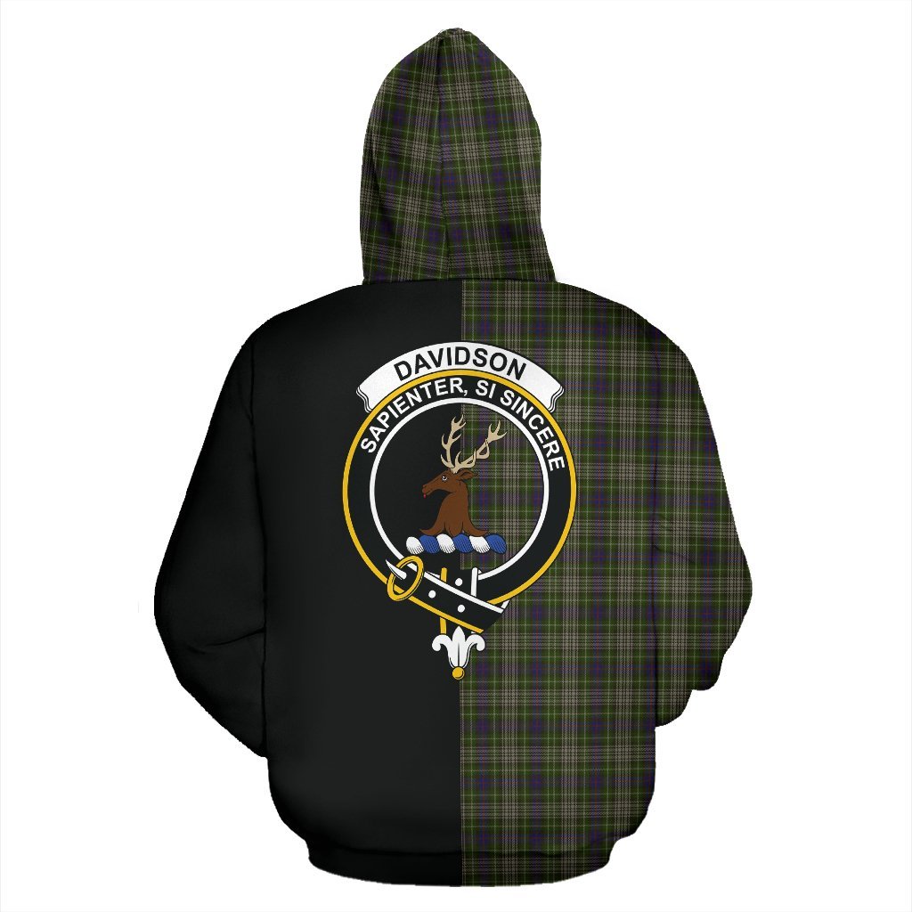 Davidson Tulloch Dress Tartan Crest Zipper Hoodie - Half Of Me Style