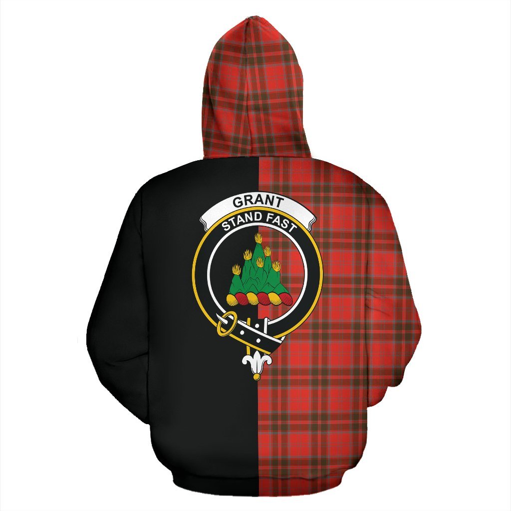 Grant Weathered Tartan Crest Zipper Hoodie - Half Of Me Style