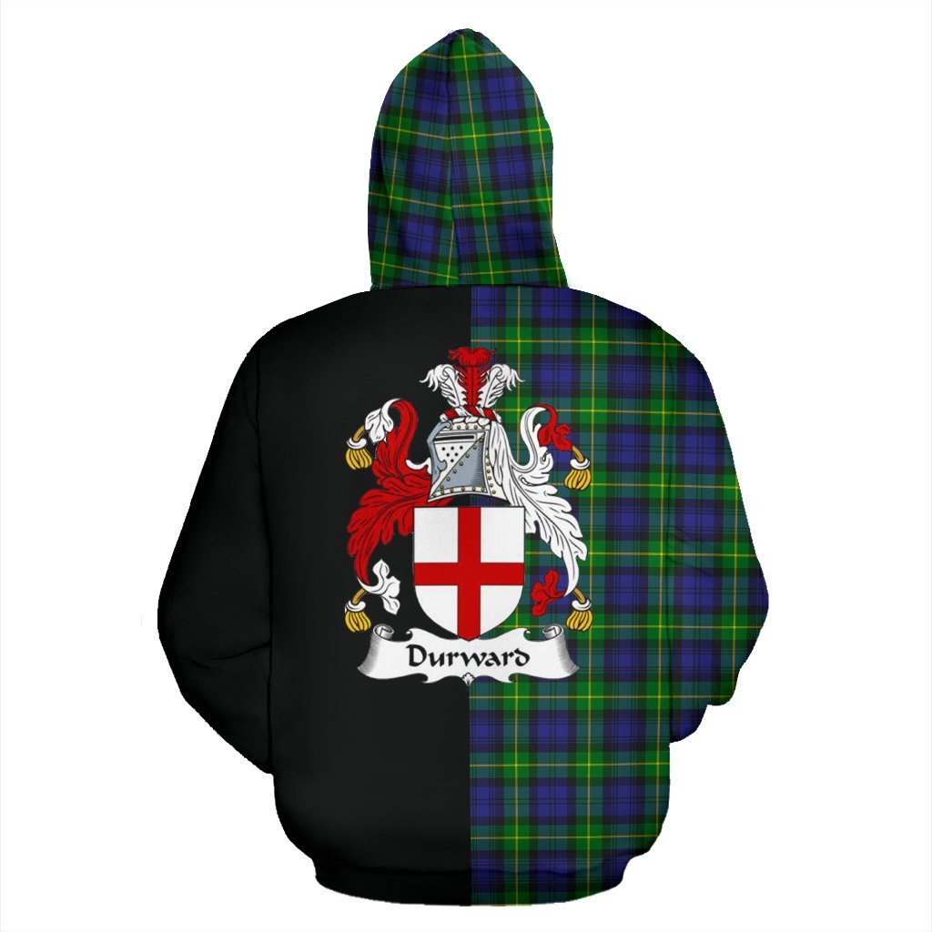 Durward Tartan Crest Zipper Hoodie - Half Of Me Style