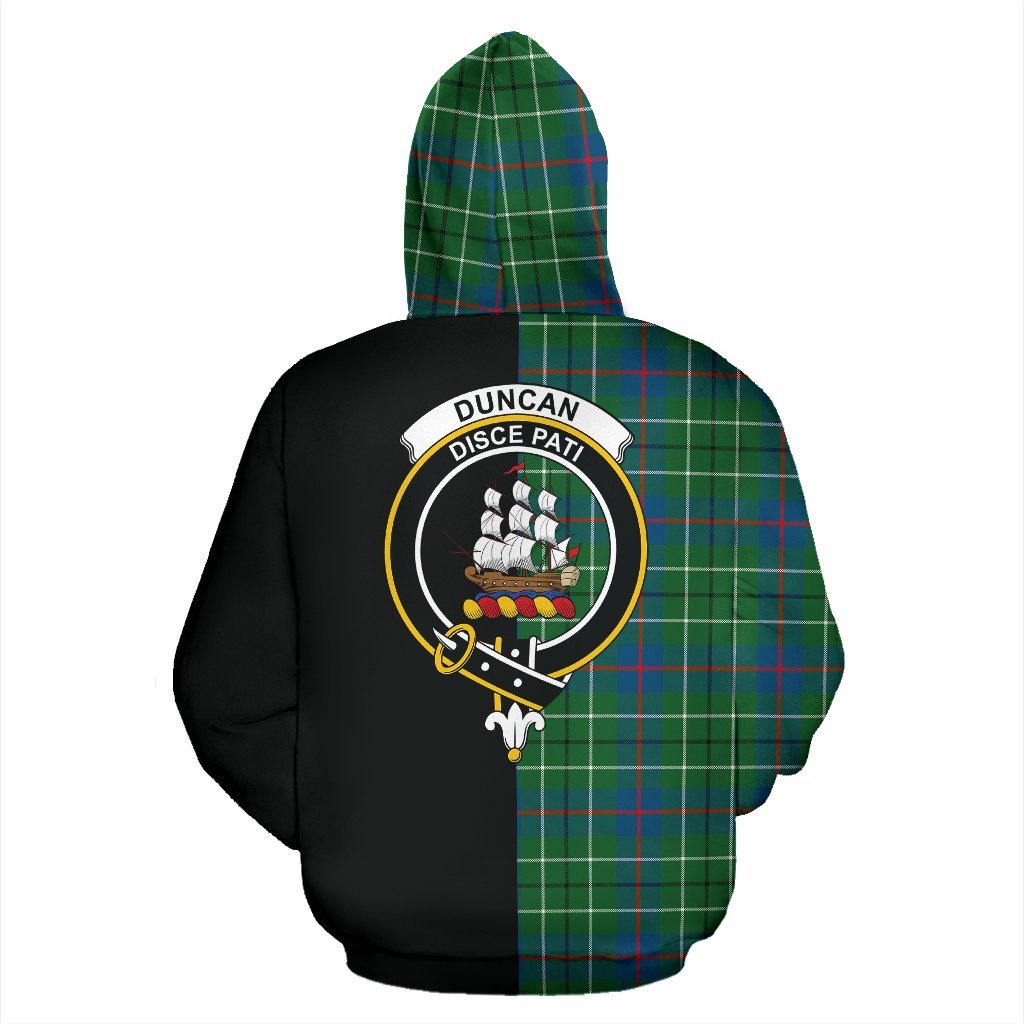 Duncan Ancient Tartan Crest Zipper Hoodie - Half Of Me Style