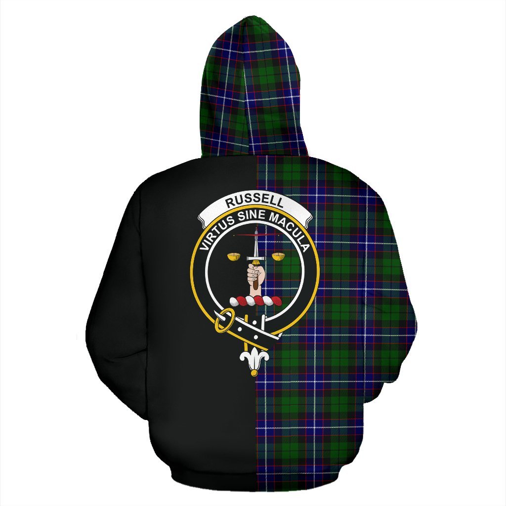 Russell Modern Tartan Crest Zipper Hoodie - Half Of Me Style