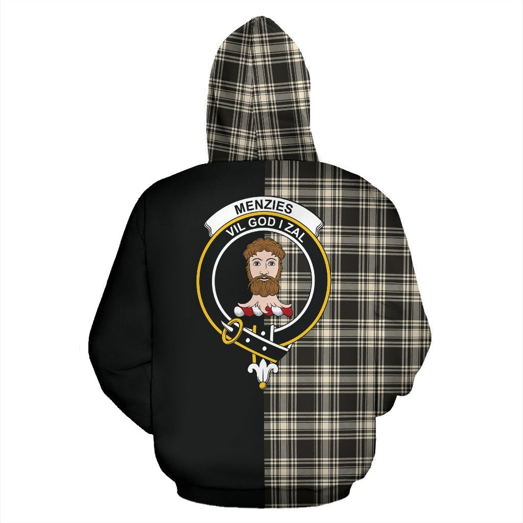 Menzies Black & White Ancient Tartan Crest Zipper Hoodie - Half Of Me Style