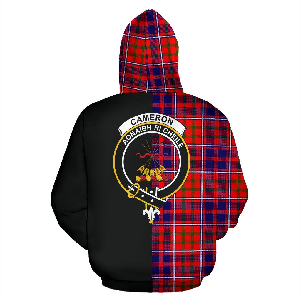 Cameron of Lochiel Modern Tartan Crest Zipper Hoodie - Half Of Me Style